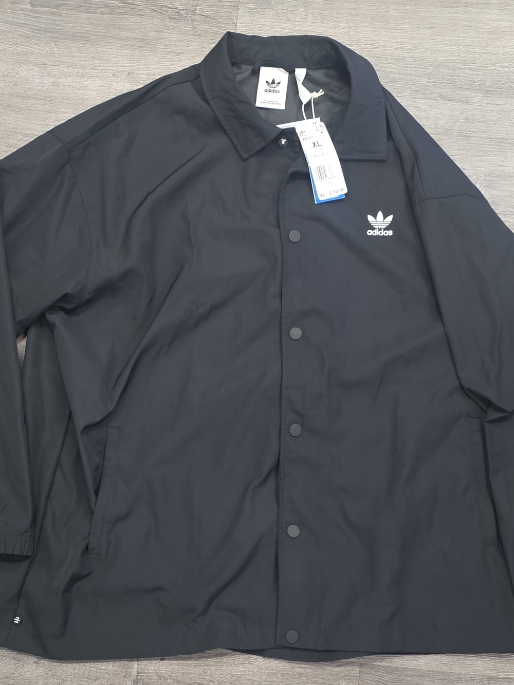 adidas Black Coach Windbreaker Jacket with Trefoil Logo